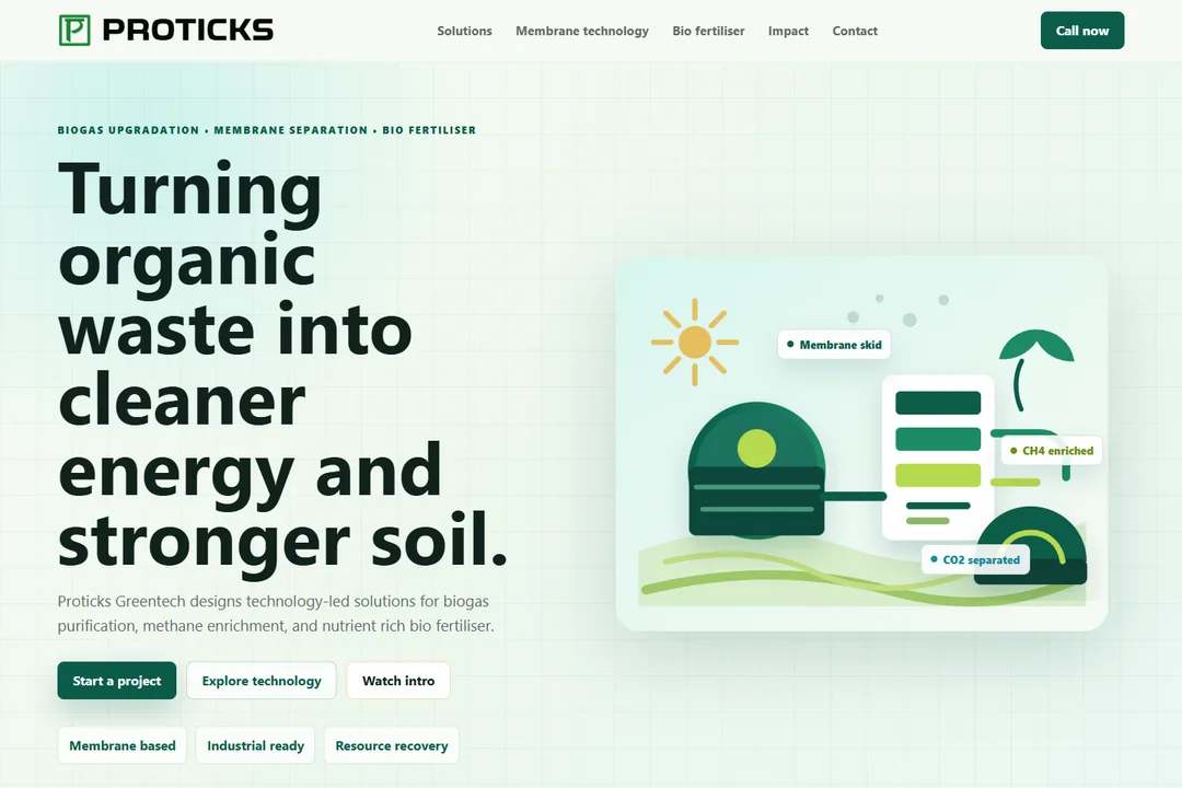 Proticks Greentech website preview
